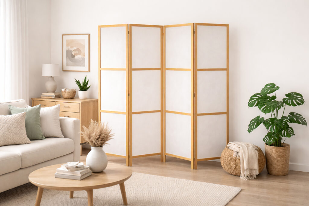 Parawan pokojowy RIIMARE Japandi biały – wariant P04