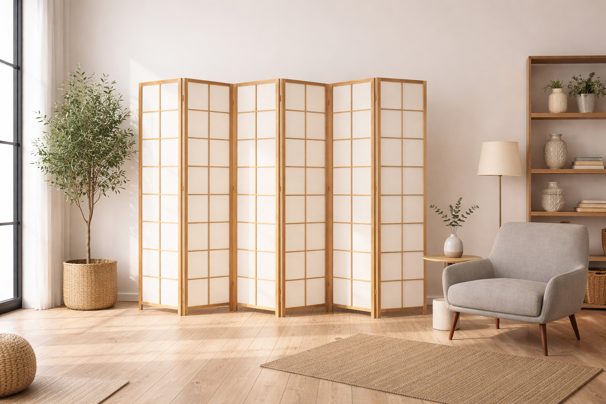 Parawan pokojowy RIIMARE Scandi Chic biały – wariant P06